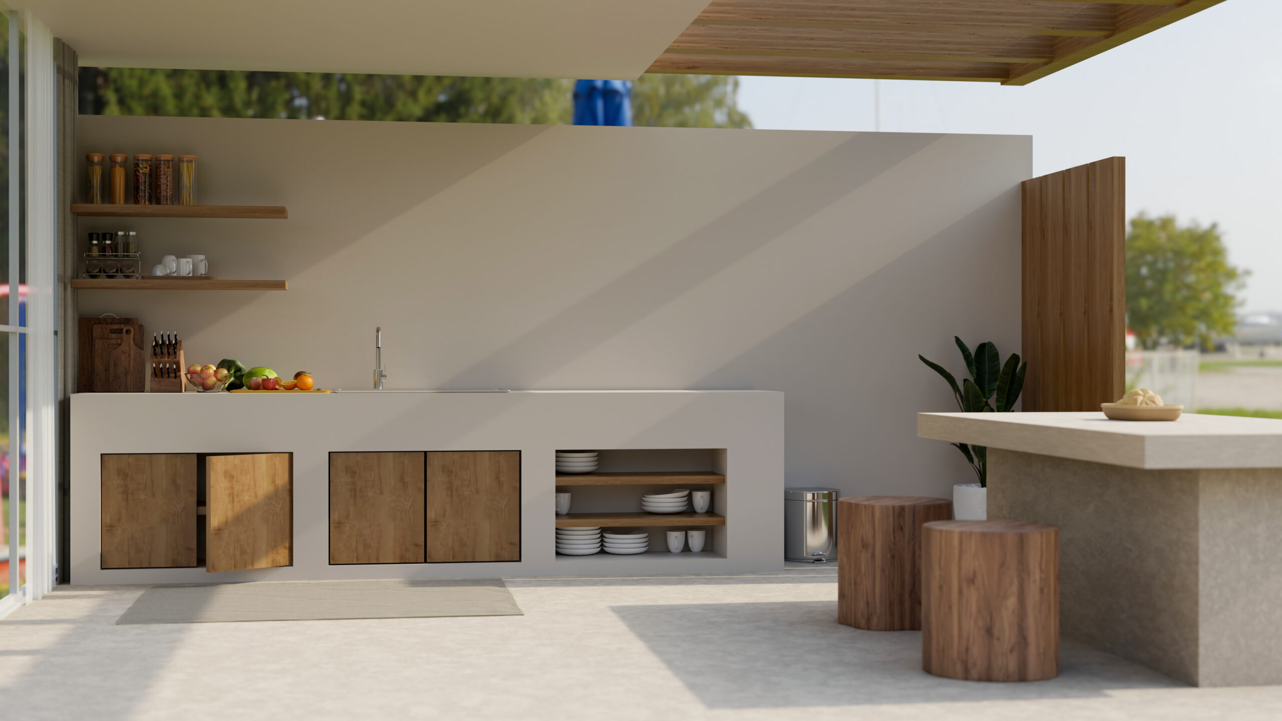 Modern outdoor kitchen exterior design